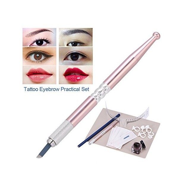 Maquillage Sourcils Tatouage Ensemble dExercice Micro Aiguille Stylo + de Microblading Anneaux Pigment Fausses Peaux Pratiqu