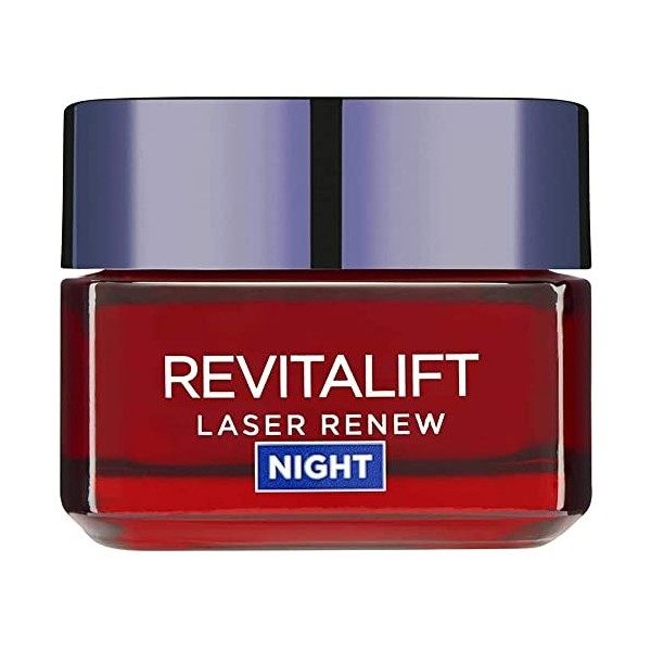 Crème hydratante laser pour le visage Revitalift de LOréal Paris, masque de nuit anti-âge à triple action X3 avec rétinol pr ...
