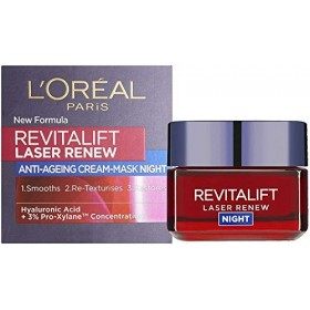 Crème hydratante laser pour le visage Revitalift de LOréal Paris, masque de nuit anti-âge à triple action X3 avec rétinol pr