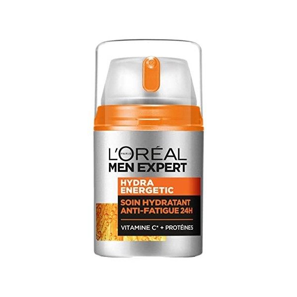 LOréal Men Expert - Soin Hydratant 24H Anti-Fatigue pour Homme - 5 Actions - Hydra Energetic - 50 ml Crème Jour et Nuit