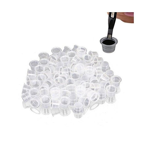 Filfeel 100 Pcs Tatouage Capuchon Dencre Tasse En Plastique Microblading Pigment Accessoires Titulaire Conteneur L 