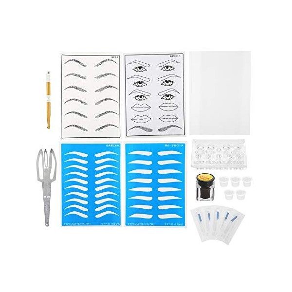 11 types de kit de tatouage de sourcil de Microblading pratiquent la peau daiguille de bague de pigment de tasse daiguille,