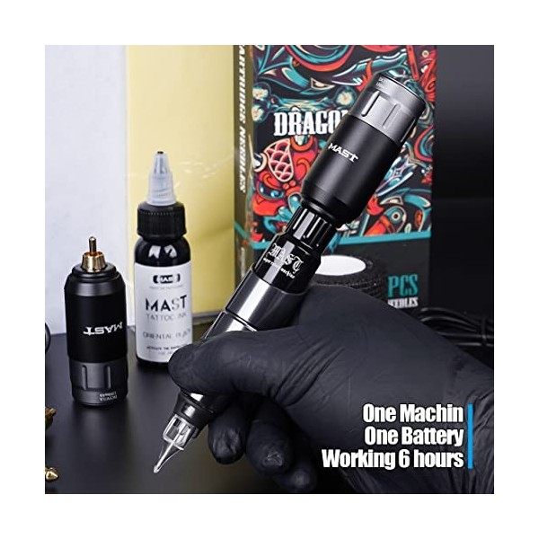 Mast D10 Tattoo Kit tatouage Wireless Battery Tatouage Machine Stylo de tatouage Machine à Tatouer Rotative Battery Power Sup