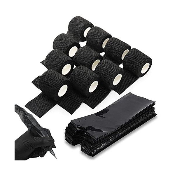 TONBAO 10pcs Grip Tape Wrap avec 200pcs Noir Machine Stylo Sacs Couverture…