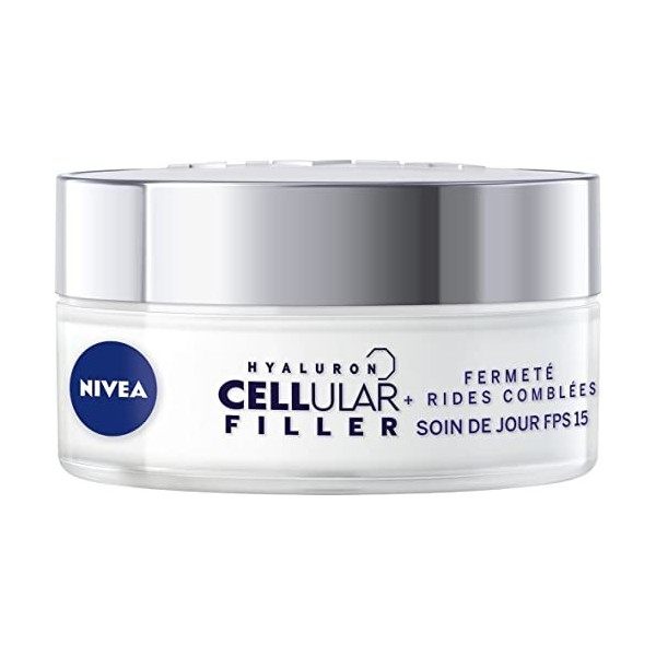 NIVEA Hyaluron Cellular Filler Soin de jour +Fermeté FPS15 1x50ml , crème anti-âge enrichie en Magnolia & Acide Hyaluronique ...