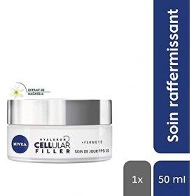 NIVEA Hyaluron Cellular Filler Soin de jour +Fermeté FPS15 1x50ml , crème anti-âge enrichie en Magnolia & Acide Hyaluronique ...
