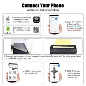 LIUMATE Machine de Transfert de tatouage Bluetooth Thermocopieur Tatouage, Imprimante Thermique Portable sans Fil Photocopieu