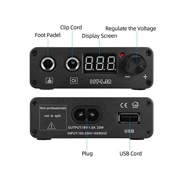 Mini Alimentation Portative de Tatouage, Alimentation de Tatouage Daffichage Numérique Dalimentation de Machine de Tatouage