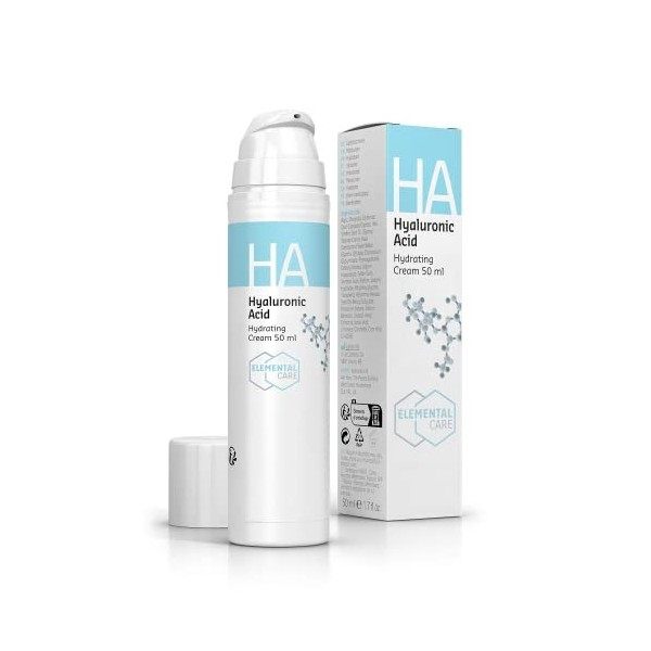 Creme Acide Hyaluronique Visage 50ml - Soin Anti Rides Hydratant pour une Peau Lissée et Rajeunie - Acide Hyaluronique Eau de