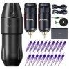 Mast Tattoo Kit Mast Pro Rotary Tattoo Machine Pen with 2pcs Mast Wireless Tattoo Power suply RCA Connect 20pcs Tattoo Needle