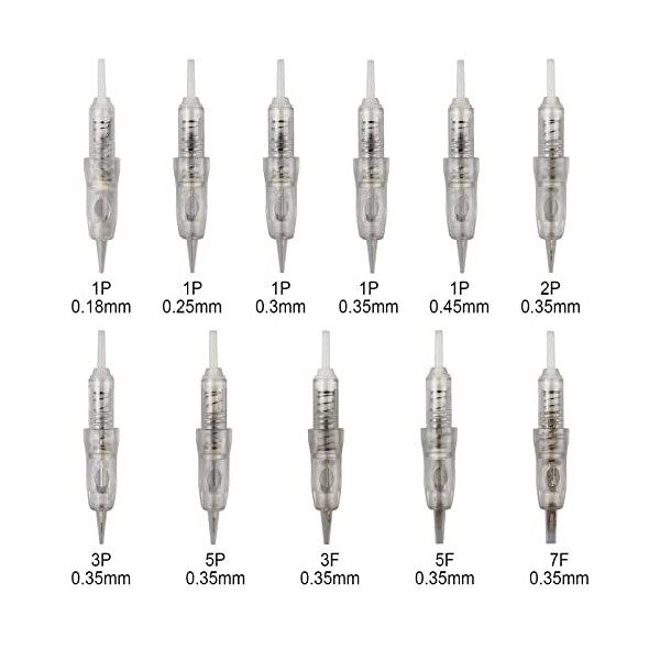 Guapa 50 pcs Aiguilles Jetables Aiguilles De Tatouage pour Machine de maquillage permanent Taille disponible 1P,3P,5P,5FP,7FP