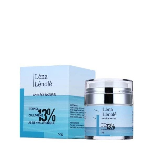 LÉNA LÉNOLÉ - Creme Anti Rides Femme & Homme - Anti Age & Cerne - Acide hyaluronique - Retinol, Collagene, Vitamine C, Plante...