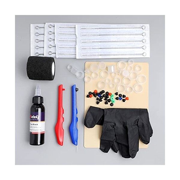 Solong Tattoo Poke and Stick Tattoo Kit DIY Hand Stick n Tattoo Poke Pen Set Kit de tatouage manuel avec gants dencre de tat