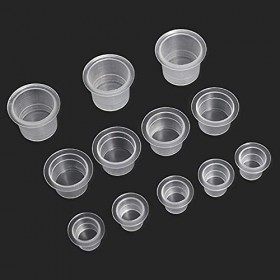 300 Pièces Cup Tatouage, Caps Capsules DEncre en Plastique, Gobelets dEncre de Tatouage Mélangés Caps, Mixed Small Medium L