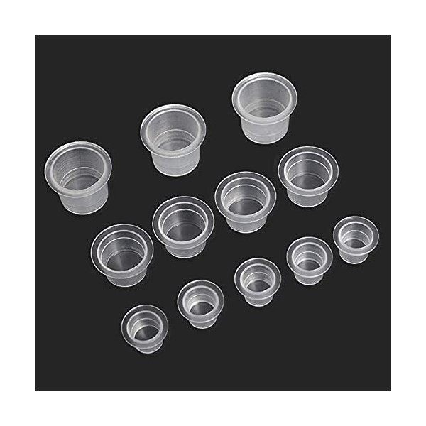 300 Pièces Cup Tatouage, Caps Capsules DEncre en Plastique, Gobelets dEncre de Tatouage Mélangés Caps, Mixed Small Medium L