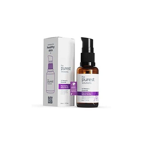 The Purest Solutions Vita-A Rejuvenating Retinol Serum 1% Retinol + Ceramide - Promote Skin Hydration - Reduce Wrinkles, Fi