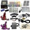 Tattoo Kit de Tatouage Complète 2 Machine à Tatouer Professionnelle 50 Encres Alimentation Aiguille Peau de pratique de Tatou