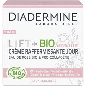 Diadermine - Lift + BIO Sensitive - Crème Raffermissante Jour - Soin du Visage - Peaux Sensibles - Eau de Rose BIO et Pro Col...