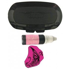 Pierre Tatouage Temporaire Ephémère Magic Tattoo- Encre 20 ml +Encreur XXL + PAPILLON 4 mx 2,5 cm