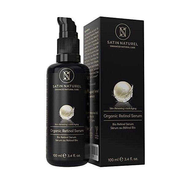 Retinol Serum Visage Bio 100ml, Enrichie en Acide Hyaluronique, Vitamine C et Aloe Vera pour un Effet Anti Rides Puissant Imm...