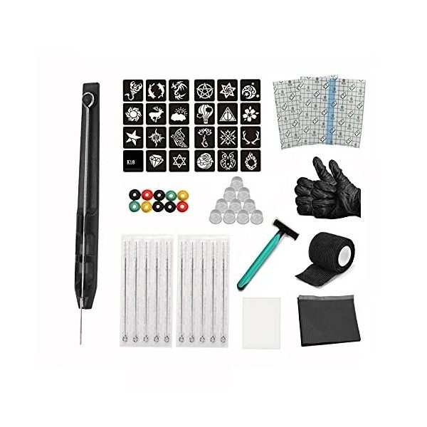 ATOMUS Tattoo Hand Poke Pen and Stick Kit DIY Tattoo Encres Cups 3RL Tattoo Needles Bandages Mat Tattoo Oeillets Purple Posit