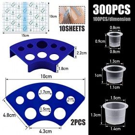 300pcs Tatouage Encre Caps&nbsp;Tattoo Ink Caps Jetable Gobelets Encre Tattoo + 2pcs Support-gobelet Tatouage&nbsp;+ 10pcs Bandage de T