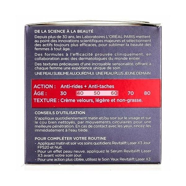 DERMO EXPERTISE - Dermo Revitalift Laser X3 - Soin SPF 50ml - Anti-Rides et Raffermissant pour le Visage - Lot De 2