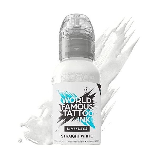 World Famous Limitless Tattoo Ink, Vegan Professional Premium Encre de tatouage permanente, Blanc droit, 240 ml