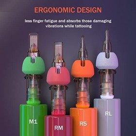 EZ TATTOO Aiguilles de Cartouche de Tatouage - 16pièces 12 9RM Standard Curved/Round Magnum avec Couverture en Mousse Aigu