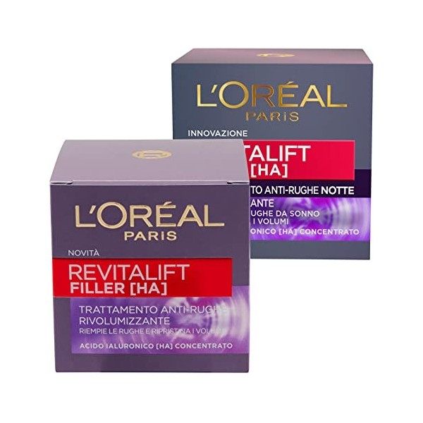 LOréal Paris Revitalift Filler Traitement Anti-rides Nuit et Jour avec Acide Hyaluronique Crème Jour et Nuit