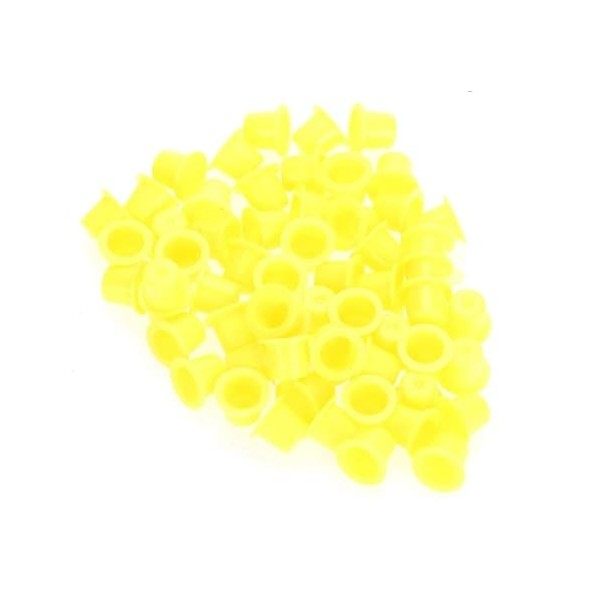 Tattoo Ink Caps Cups - 1000Pcs en plastique blanc Microblading jetable maquillage jaune Tattoo Ink Tasses avec base, kits de 