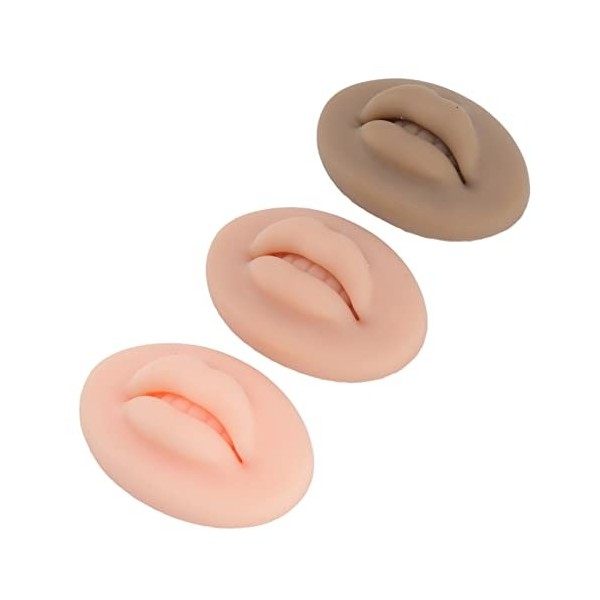 Lèvres de Pratique de Tatouage,Lèvres en silicone 3 pièces,Lèvres 3D Fausses Tatouages,avec des dents pour le Maquillage Semi