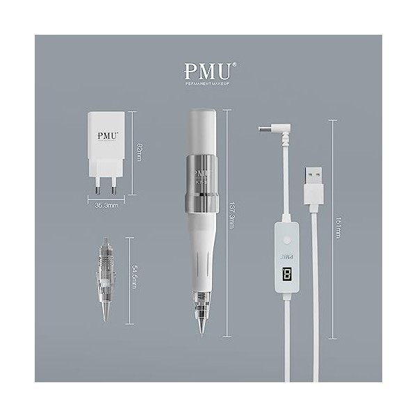 PMU Machine Tatouage Rotative pour Maquillage Semi Permanent Yeux, Lèvres et Sourcils Argent 