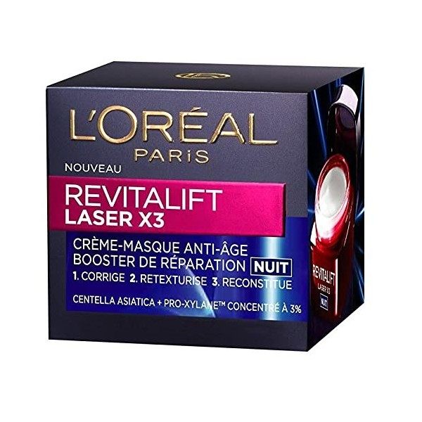 DERMO EXPERTISE Dermo Revitalift Laser X3 - Crème Anti-Âge Nuit de 50Ml pour Soins Visage Professionnels - Effet Rajeunissant