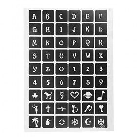 3 Feuilles de Pochoirs de Tatouage, Modèles Temporaires Daérographe de Petit Pochoir de Tatouage Semi-permanent, Autocollant