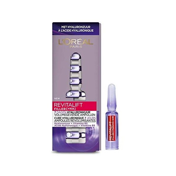 LOréal Paris Sérum 7 x 1 ml Revitalift Filler Hyaluronic Acid Ampoules Treatment 7 jours Crème Jour et Nuit