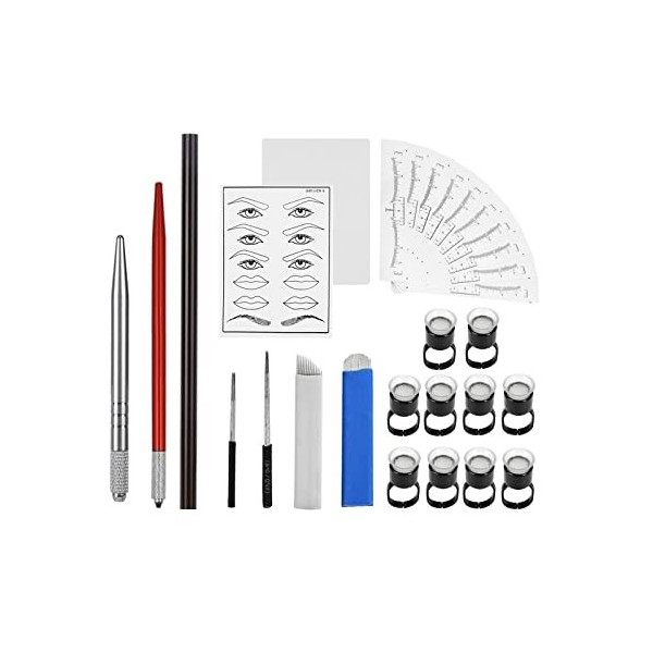 ATOMUS Microblading Kit de microblading pour sourcils avec stylo manuel et aiguilles de microblading RS RL 14 broches 18U Règ