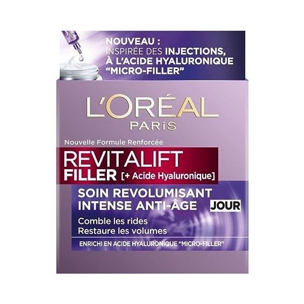 DERMO EXPERTISE - Revitalift Filler : Soin Anti-Âge Revolumisant pour le Visage - 50 ml - Redonnez du volume à votre peau ! -