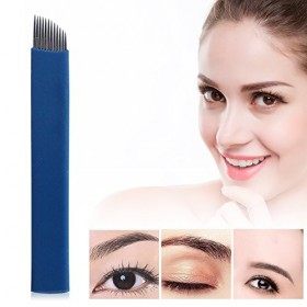 100 Pièces Aiguilles de Tatouage de Sourcil 12 Broches Aiguilles de Stylo de Tatouage Microblading Manuel Lames de Maquillage