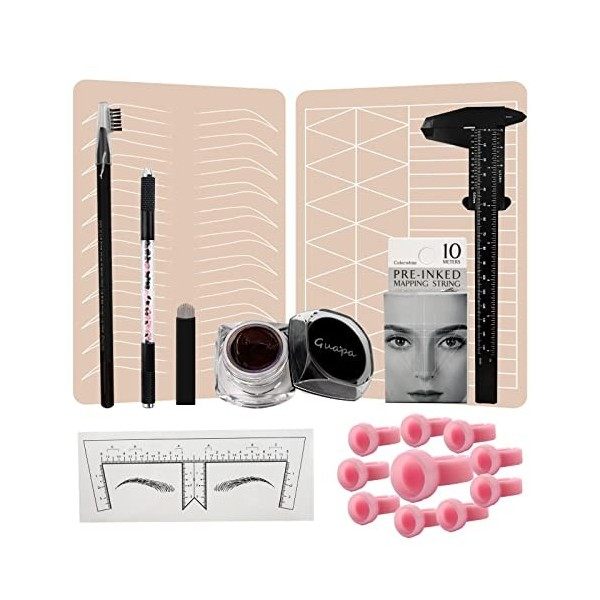 Microblading Sourcil Kit -37 pièces pour Débutants et Maîtres avec des Nano Lames Pigmentées de Microblading U 18 peau de Pra