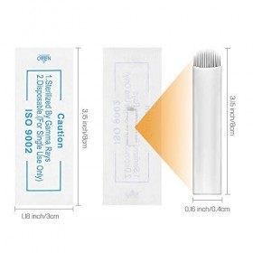 50 pcs Aiguille de Tatouage de Sourcil, 18 Bornes Microblade Semi Permanent Maquillage Stérile Brume Sourcil Manuel, Microbla