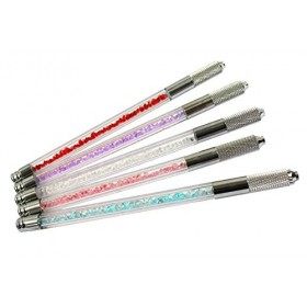 Xiaoyu crystal transparent microblading pen, stylo tatouage manuel pour le maquillage permanent des sourcils, une tête, 5pcs