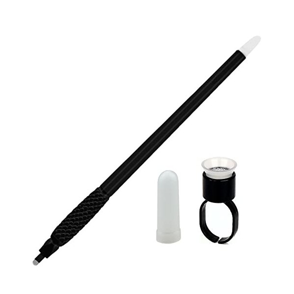 10 pièces stylos jetables Microblading stylo manuel à sourcils noir avec kit de microlames Sharp 0.15mm U18 avec tasse à anne