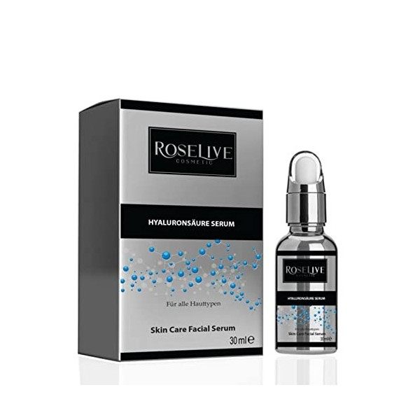 Sérum pour le visage - 30 ml - En acide hyaluronique - Pour le visage - 30 ml - Pour la peau - À fortes doses - Convient pour...