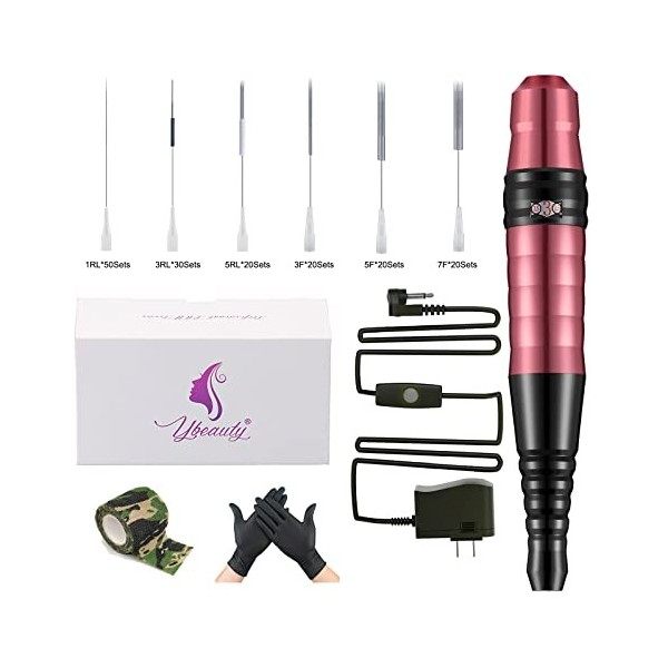 6 Speed PMU Machine Set Pen Permanent Make-Up Machine with 160 Pieces Needles Microblading Supply for Eyebrow Lips Eyeliner R