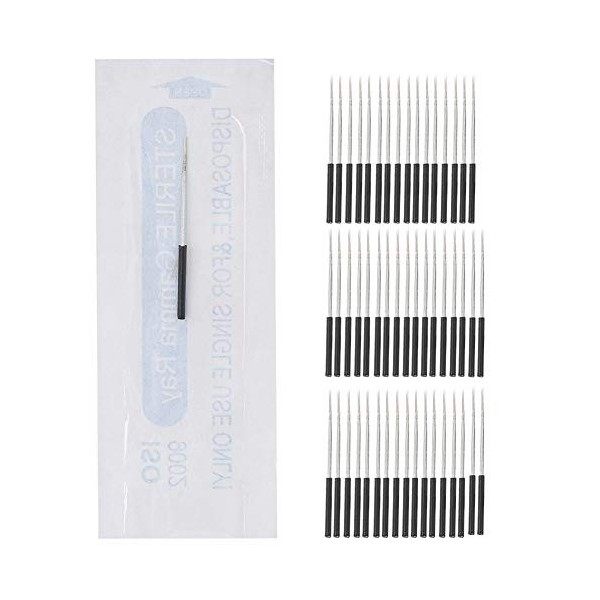 50pcs Aiguilles de tatouage pour sourcils allongés, Aiguille Microblading de Tatouage Allongées, Coloration Sourcil Stylo de 