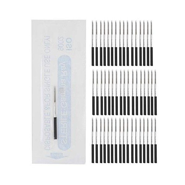 50pcs Aiguilles de tatouage pour sourcils allongés, Aiguille Microblading de Tatouage Allongées, Coloration Sourcil Stylo de 