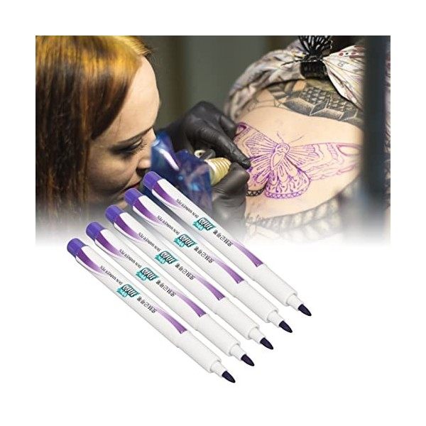 5 Set Tattoo Marker Pen Ruler, Lavable Positioning Drawing Microblading Eyebrow Marker Pen Ruler