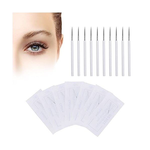 50pcs Microblading Needles, Maquillage Sourcils Shader Aiguille de Tatouage Lame Accessoires Lames Darc de Broderie Jetables