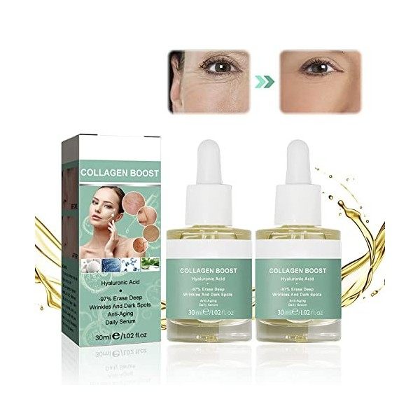 Serum Visage de Collagene Anti-Âge Sérum Hyalurogel, Sérum Anti-Rides, Anti-Vieillissement, Acide Hyaluronique Pur Serum Visa